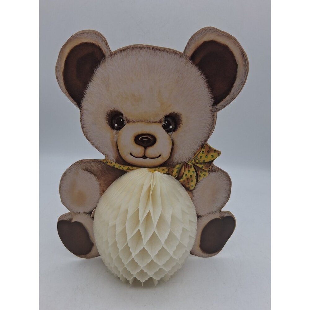 Baby Shower Centerpiece Decoration 1986 Beistle 10" Honeycomb Bear Yellow Bow
